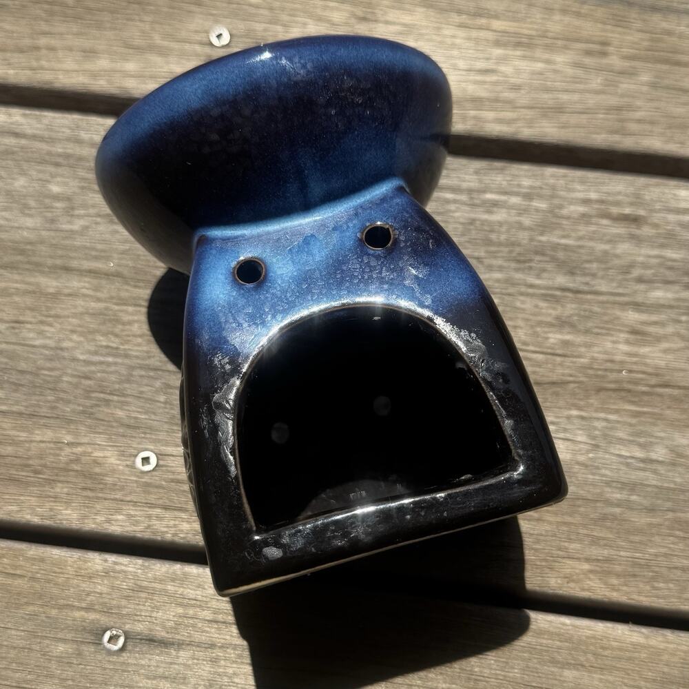 Celestial Sun Face Oil Burner Wax Melt Warmer Ceramic Blue Celestial Tealight